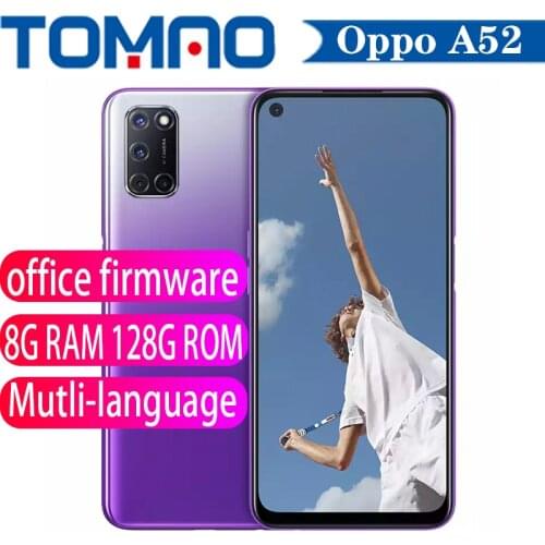 Original Oppo A52 mobile phone 8GB RAM 128GB ROM Snapdragon 665 Octa Core 2400x1080P 5000mAh big battery 12MP Rear four Camera