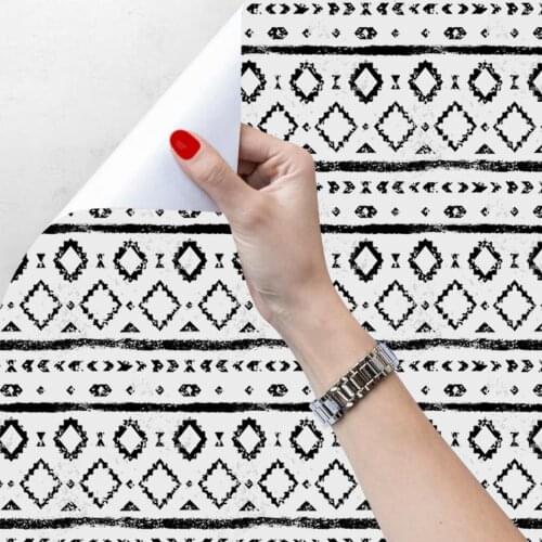 Modern black and white vinyl self-adhesive contact paper, cabinet furniture home decoration round oval striped wallpaper