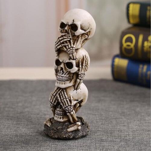 1pcs/lot Halloween Decoration Horror Props Emulation Skull Model Resin Indian Skeleton Wine Bar Dec 6*6*19cm For Party Ornament