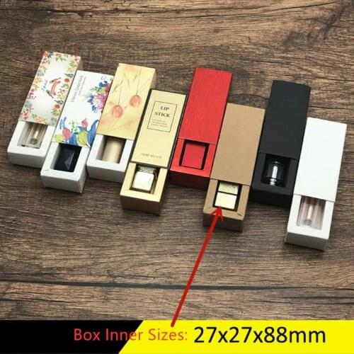 50pcs/lot 27x27x88mm 10ml Multicolor Paper Drawer Style Packaing Boxes Lipstick Essential Oil Perfume glass Bottle gift box