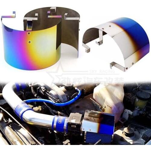 High Quality 2.5-5" Universal Cone Stainless Steel Titanium Blue Heat Shield Air Intake Filter Cover