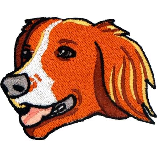 Golden hair dog iron on hook backing funny punk rock embroidered biker motorcycle patches for vest