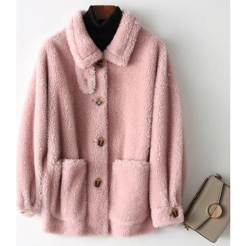 Real Fur Coat Female Sheep Shearling Fur Korean Jackets 2020 Autumn Winter Jacket Women 300% Wool Coats Abrigo Mujer MY