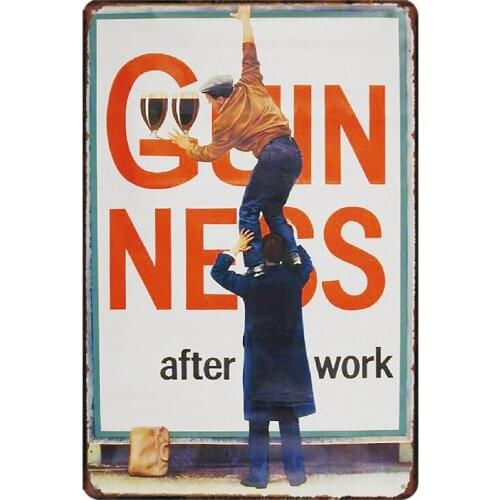 Guinness After Work Vintage Tin Sign Metal Plate For Wall Bar Cafe Home Art kitchen Decor Cuadros 30X20CM SA-2039