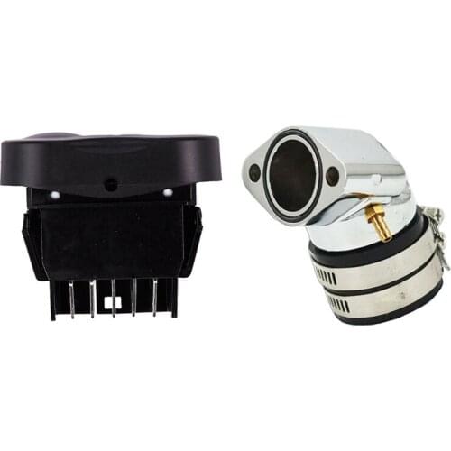 1Pcs Car Front Electric Window Switch 5 Pins & 1Pcs Carburetor Aluminum Alloy Angled Adapter Inlet Intake Carb Manifold