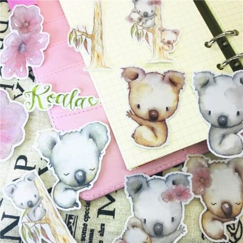 11 Pcs Cartoons Lazy Koala Decorative paper Sticker Decal For Phone Car Laptop Album diary Backpack Kids Toy Stickers