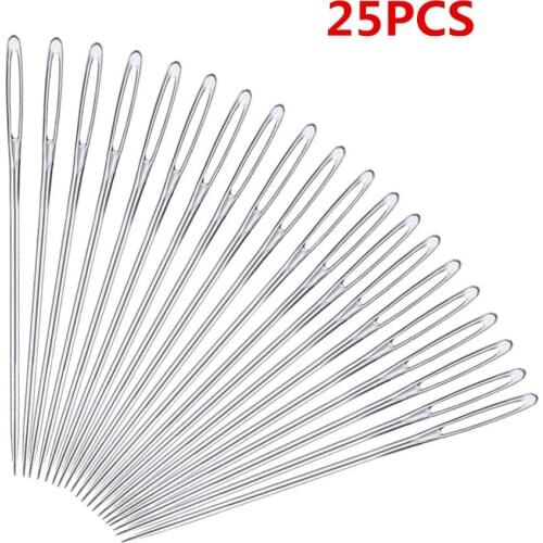 25PCS/lot Knitters Wool Large Eye Blunt Needles Leather Sewing Needle Gold Needle Embroidery Tapestry Hand Sewing Tools YJ359