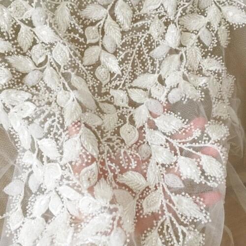 3D Flower Hand Beaded Dress Bodice Panel, Beautiful Lace Patch, Tulle Dress Panel, Wedding Dress, Bridal Dress Bodice