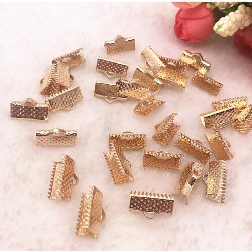 50-100pcs Gold Crimp End beads leather cord clasps End Caps For Jewelry Making Cords Connectors DIY Jewelry Findings