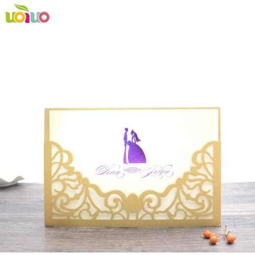 50pc Sample Gold White Black Laser Cut couple Wedding Invitations Card Elegant Lace Envelopes & Seals Event & Party Supplies