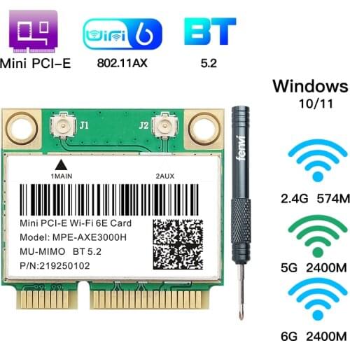 5374Mbps Wifi 6E AX210 Mini PCIE Wifi Card Tri Band Wireless Network Wlan Adapter 802.11ax/ac Bluetooth-compatible 5.2 MU-MIMO