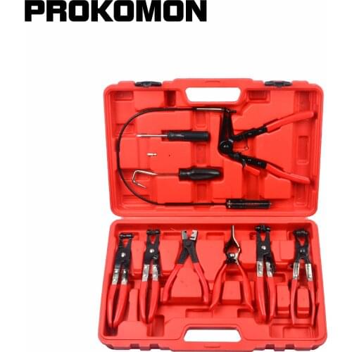 9pcs Hose Clamp Pliers Flexible Wire Long Reach Plier Fuel Oil Water Hose Remove