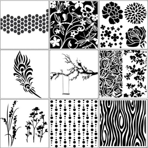 9pcs/set Tree Airbrush Painting Stencil DIY Scrapbooking Album Craft Reusable