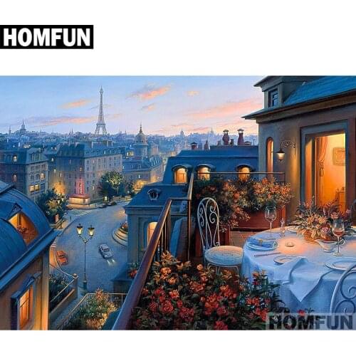 HOMFUN Full Square/Round Drill 5D DIY Diamond Painting "City Scenery" Embroidery Cross Stitch 3D Home Decor Gift A01716