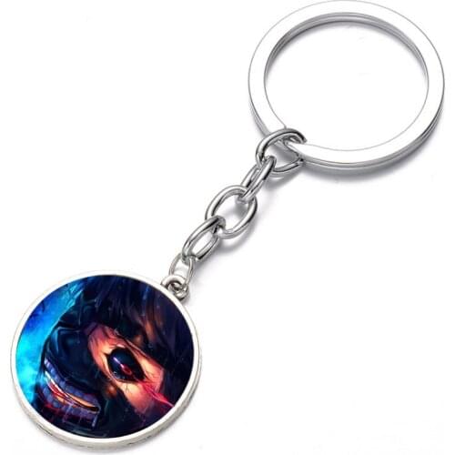 Anime Tokyo Ghouls Keychain Kaneki Ken Split Face Keychain Crystal Glass Cabochon Art Picture Pendant Key Chain Holder key ring