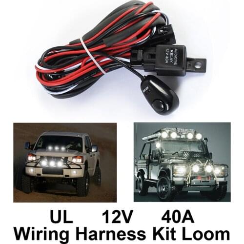 Universal 12V 40A Car Fog Light Wiring Harness Kit Loom For LED Work Driving Light Bar With Fuse And Relay Switch Car Accessory
