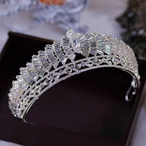 Baroque Luxury Sparkling Clear Crystal Bridal Tiaras Crown Rhinestone Pageant Diadema Collares Headband Wedding Hair Accessories