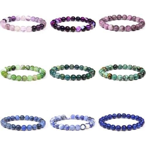 Chakra Beaded Bracelet 8mm Natural Stone Beads Bracelet Round Agates Tiger Eye Turquoises Bracelet Jewelry for Women Men Gifts