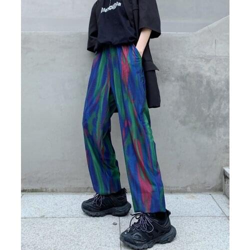 Aurora Laser Gradient Casual Wide-Leg Pants Harajuku Summer Hip Hop Pant Loose Straight Leg Jogger
