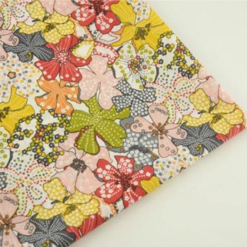 Coloured Leaves Design 100% Cotton Fabric Fat Quarter for Beginners Practice Patchwork Cloth Home Textile for Sewing Tilda CM