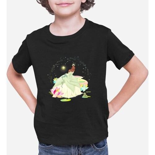 Tiana The Princess And the Frog Pattern Unisex Kids T-shirts Disney Summer New Products Dropship Children Color T Shirts O-Neck