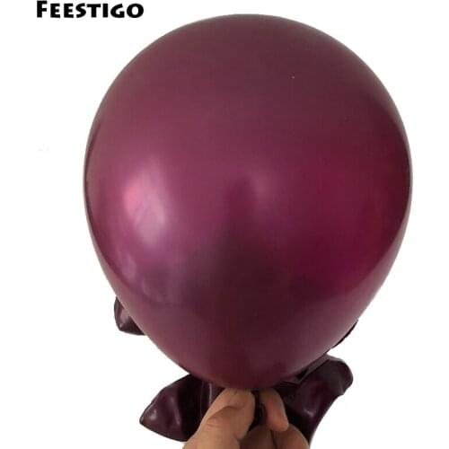 FEESTIGO 12inch Latex Balloon Happy Birthday Burgundy Pink Ballons Decoration Pearl Wine Red Party Balloons Wedding Globos Decor