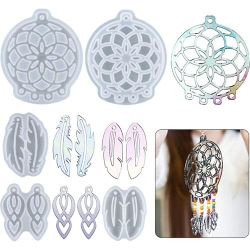 Casting Resin Mold Silicone Kit Key Chain/earring Silicone Mold for Epoxy Resin Dream Catcher/feather Pendant Mold