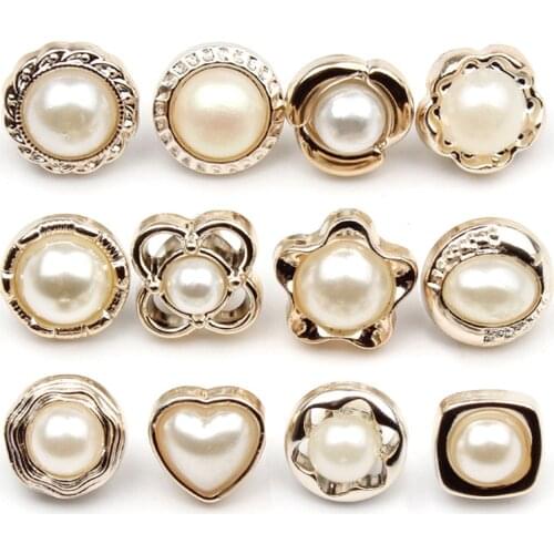 10PCS High Fashion Shirt Buckle Round Pearl Button Shirt Cardigan Ladies Collar Decoration Hand-sewn Buttons