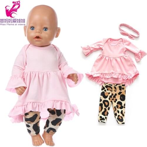 Doll Clothes Set Pink Irregular Leopard Pants Dress 18-inch Girl Doll Dolls for 18-inch Doll Dress Up Accessories