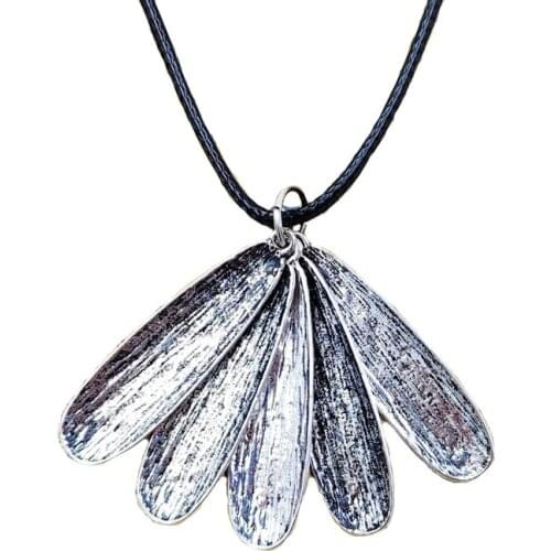 Hot Ginkgo Leaf Pendant Retro Long Necklace Plant Literary National Style Concise Adjustable Waxed Rope Women Men Gift AH027-028