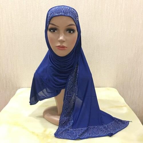 Manufacturer hot beading one piece long muslim hijab arab islamic instant scarf hijab 160*50