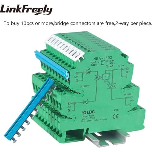 MRA-23D2 10pcs 2A SSR Solid State Relay Module Board DC AC Input: 3V 5V 12V 24VDC PLC Interface Voltage Relay Switch Din Rail