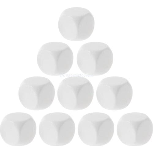 10Pcs/Pack New Acrylic White Blank Dice Teaching Props Game Accessories Mathematical Tools Rounded Corner Dropship