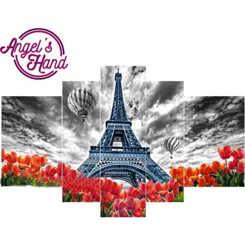 5pcs/set 5D ROUND Diamond Embroidery Diamond Mosaic Picture Landscape Paris Tower Rhinestones Diamond Painting Cross Stitch Kits
