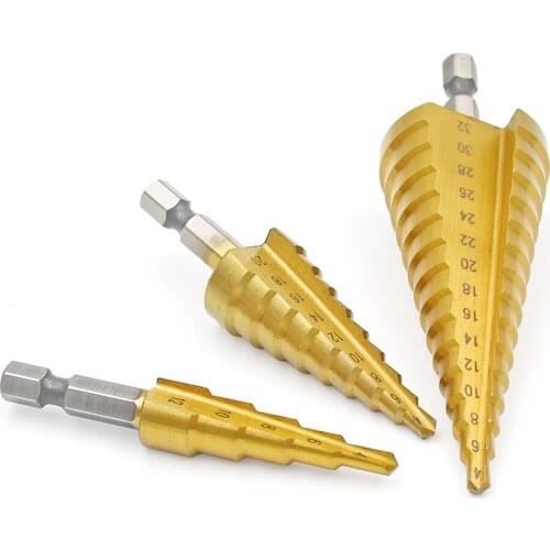 3pcs 4-12/20/32mm Large HSS Steel Step Cone Cut Set Drill Tools Titanium Drill Bits Hole Cutter Durable Coated Metal Drill Bit