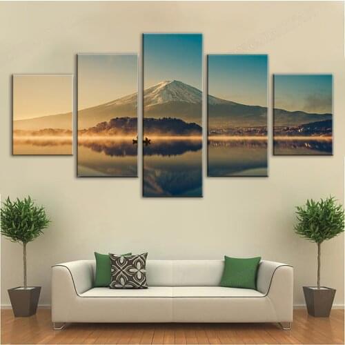 Wall Picture home decor lake view mountain Canvas painting Wall art print 5 panel scenery painting Pictures print