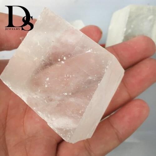 Natural 200g Big Size White Calcite Optical Crystal Square Icelannd Spar Rock Quartz Crystal Healing Energy Minerals Specimen