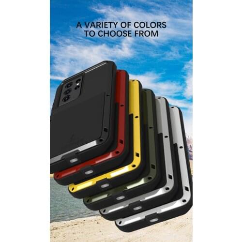 Origina LOVE MEI Powerful Phone Case For Samsung Galaxy S21 Ultra Metal Armor Shock Dirt Proof Water Case For Samsung S21 Plus