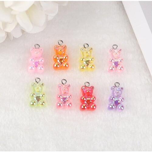 20pcs AB colors Gummy-Bear Charms Flatback Resin Candy Earring Pendant DIY Accessory For Necklace