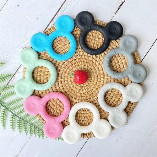 5/10pcs Cartoon Mickey silicone Teether Baby Teething Animal Rodent DIY Baby Teething Necklace Toy Food Grade Silicone beads