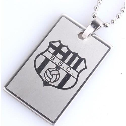 Silver colory badge Tag 316L Stainless Steel pendant necklaces bead chain for men women wholesale