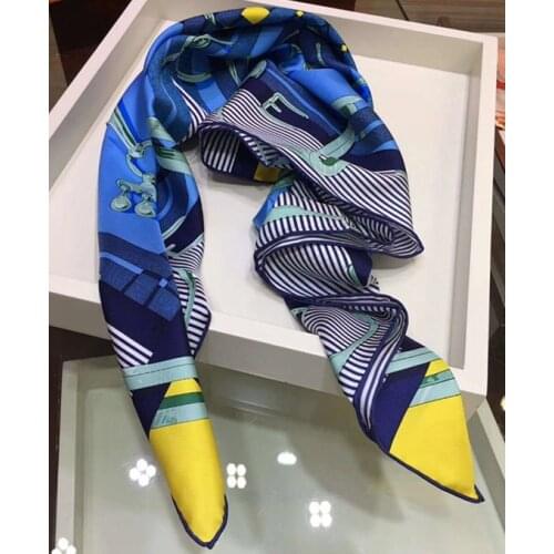 2020 new arrival spring classic pattern 100% pure silk scarf twill hand made roll 90*90 cm shawl wrap for women lady