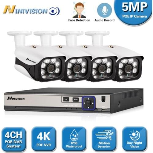4CH 4K POE Network Video Security System 8MP H.265+ NVR With 5MP Audio Recording Weatherproof IP Camera CCTV Security Kit
