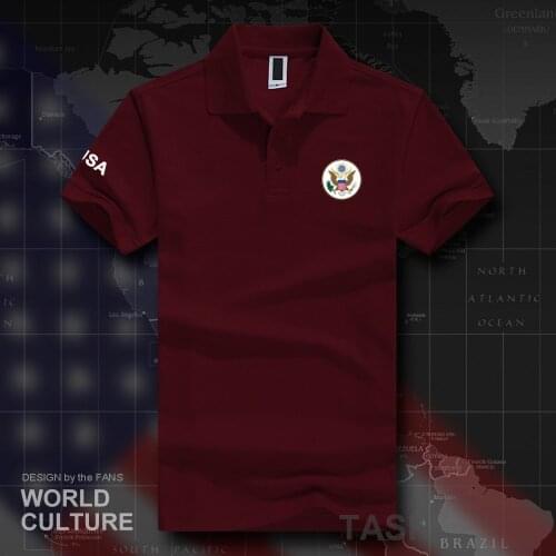 United States of America USA US polo shirts men short sleeve white brands printed for country polos 100% cotton nation team