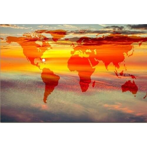 Modern World Map Landscape Fantasy Sky Earth Pictures Art print Silk poster Home Wall Decor