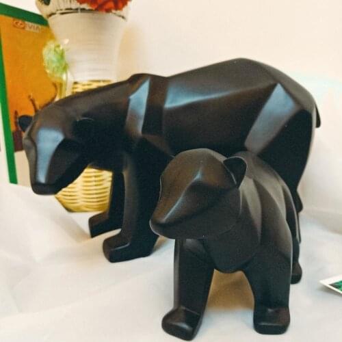 Modern Resin Black Bear Sculpture Decoration Geometric Crafts Gift Tv Cabinet Office for Garden Statue