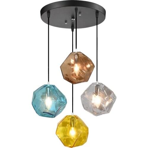 Modern minimalist personality glass chandelier creative restaurant stained glass bar chandelier cafe lamps ball pendant lamp