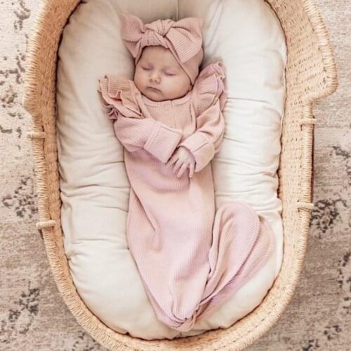 Sleeping Bag Ultra-Soft Newborn Baby Infant Boys Girls Nursery Wrap Swaddle Long Sleeve Wrap + Headband 2pcs Bedding Clothes