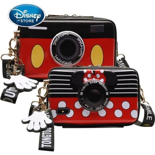 Disney Mickey Mouse Girl Camera Bag Messenger Mobile Phone Bags Mini Coin Purse Versatile PVC Shoulder Diagonal Handbag Backpack
