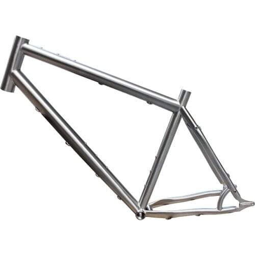 Titanium mountain bike frame with 44mm head tube and sliding dropouts BSA thread BB shell